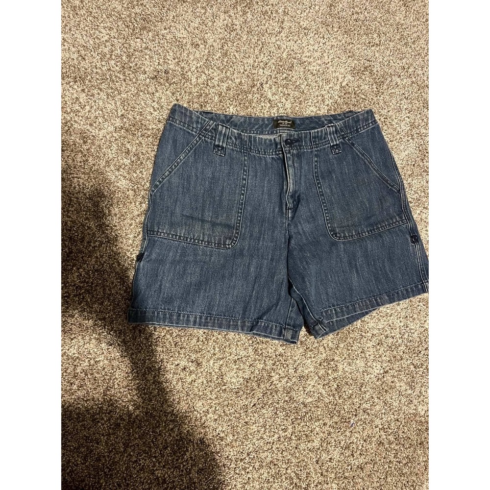 Eddie Bauer Vashon Fit Womens Denim Shorts Medium Wash Blue Cotton Size 10